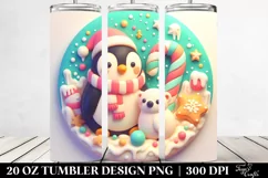 3D Christmas Penguin Design, High-Res 20 Oz Tumbler Product Image 2