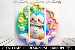 3D Christmas Penguin Design, High-Res 20 Oz Tumbler Product Image 2