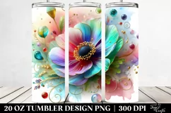 Colorful Anemone on White Background | 20 Oz Tumbler Product Image 2