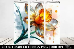 20 Oz Tumbler Sublimation | Daffodil | Watercolor Splash Product Image 2