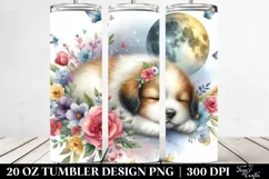 Cute Baby Puppy Sleeping Moon Flowers | 20 oz Tumbler Product Image 2