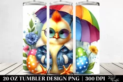 Proud Chicken with Raincoat and Umbrella 20 Oz Tumbler Product Image 2