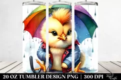 Proud Chicken with Raincoat and Umbrella 20 Oz Tumbler Product Image 2