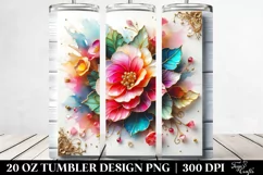 Colorful Begonia on Wooden Background | 20 Oz Tumbler Product Image 2