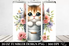 Cute Cat Bucket Flowers Tumbler Product Image 2