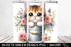 Cute Cat Bucket Flowers Tumbler Product Image 2