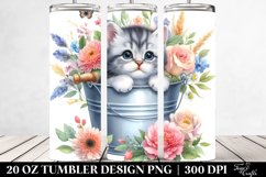 Cute Cat Bucket Flowers Tumbler Product Image 2