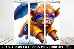 Cute Highlandcow with Raincoat and Umbrella 20 Oz Tumbler Product Image 2