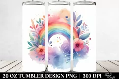 Pastel Rainbow in Colorful Watercolor, Transparent 20 Oz Product Image 2