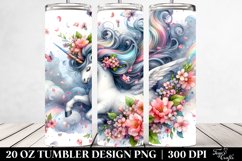 Cute Unicorn Tumbling with Spring Petals | 20 Oz Tumbler Product Image 2