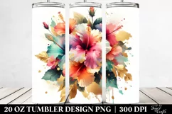 Watercolor Vibrant Bouquet with Gold Foil | 20 Oz Tumbler Product Image 2