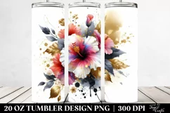 Watercolor Vibrant Bouquet with Gold Foil | 20 Oz Tumbler Product Image 2