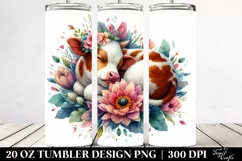 Colorful Cow Sleeping in a Flower | 20 Oz Tumbler Product Image 2