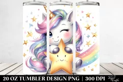Cute Unicorn Winking from Shimmering Star | 20 Oz Tumbler Product Image 2