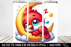 Colorful Cartoon Cardinal Napping on the Moon | 20 Oz Product Image 2