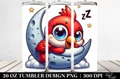 Colorful Cartoon Cardinal Napping on the Moon | 20 Oz Product Image 2