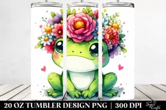 Watercolor Frog with Flower Crown 20 Oz Tumbler Product Image 2