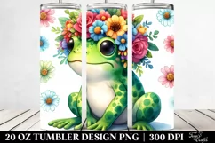 Cartoon Frog with Flower Crown 20 Oz Tumbler Product Image 2