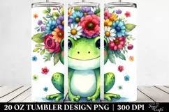 Cartoon Frog with Flower Crown 20 Oz Tumbler Product Image 2