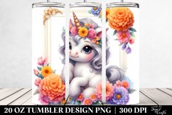 Pastel Baby Unicorn with Marigold Frame | 20 Oz Tumbler Product Image 2