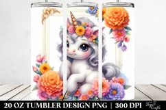 Pastel Baby Unicorn with Marigold Frame | 20 Oz Tumbler Product Image 2