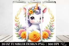 Pastel Baby Unicorn with Marigold Frame | 20 Oz Tumbler Product Image 2