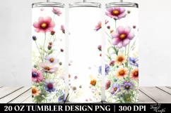 Centered Watercolor Wild Flowers | 20 Oz Tumbler Product Image 2