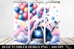 Cute Unicorn Floating with Balloons | 20 Oz Tumbler Product Image 2