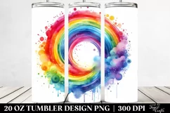 Colorful Watercolor Rainbow Tumbler 20 Oz Product Image 2