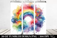 Colorful Watercolor Rainbow Tumbler 20 Oz Product Image 2