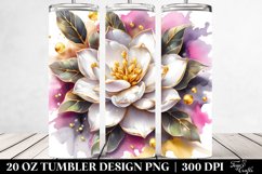 Gardenia with Watercolor Splash | 20 oz Tumbler Product Image 2