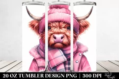 Angry Looking Pink Highland Cow 20 Oz Tumbler Product Image 2