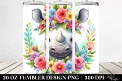 Cute Cartoon-Style Rhino Tumbler Product Image 2