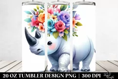 Cute Cartoon-Style Rhino Tumbler Product Image 2