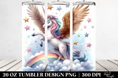 Cute Unicorn Dancing on Starbeam | 20 Oz Tumbler Product Image 2