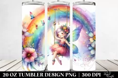 Colorful Fairy Swinging from a Rainbow | 20 oz Tumbler Product Image 2