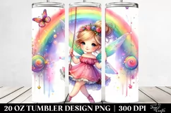 Colorful Fairy Swinging from a Rainbow | 20 oz Tumbler Product Image 2