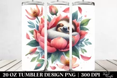 Sleeping Sloth Watercolor Tumbler 20 Oz Product Image 2