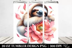 Sleeping Sloth Watercolor Tumbler 20 Oz Product Image 2