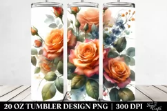 Orange Roses Washed Watercolor | 20 oz Tumbler Product Image 2