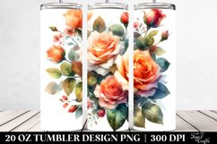 Orange Roses Washed Watercolor | 20 oz Tumbler Product Image 2