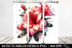 Shiny Metallic Watercolor Azalea Tumbler Design Product Image 2