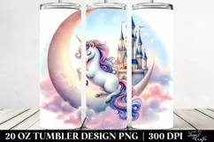 Cute Unicorn Pirouetting on Crescent Moon | 20 Oz Tumbler Product Image 2
