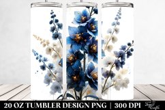 Glossy Metallic Watercolor Delphinium Tumbler Design Product Image 2