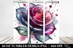 Glossy Metallic Watercolor Rose Tumbler Design Product Image 2
