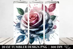 Glossy Watercolor Rose Tumbler Design Product Image 2