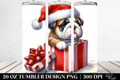 Expressive Bulldog with Santa Hat 20 Oz Tumbler Product Image 2