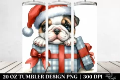 Expressive Bulldog with Santa Hat 20 Oz Tumbler Product Image 2