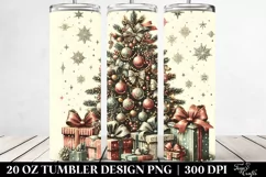Retro Christmas Tree with Gifts, Transparent 20 Oz Tumbler Product Image 2