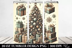 Retro Christmas Tree with Gifts, Transparent 20 Oz Tumbler Product Image 2